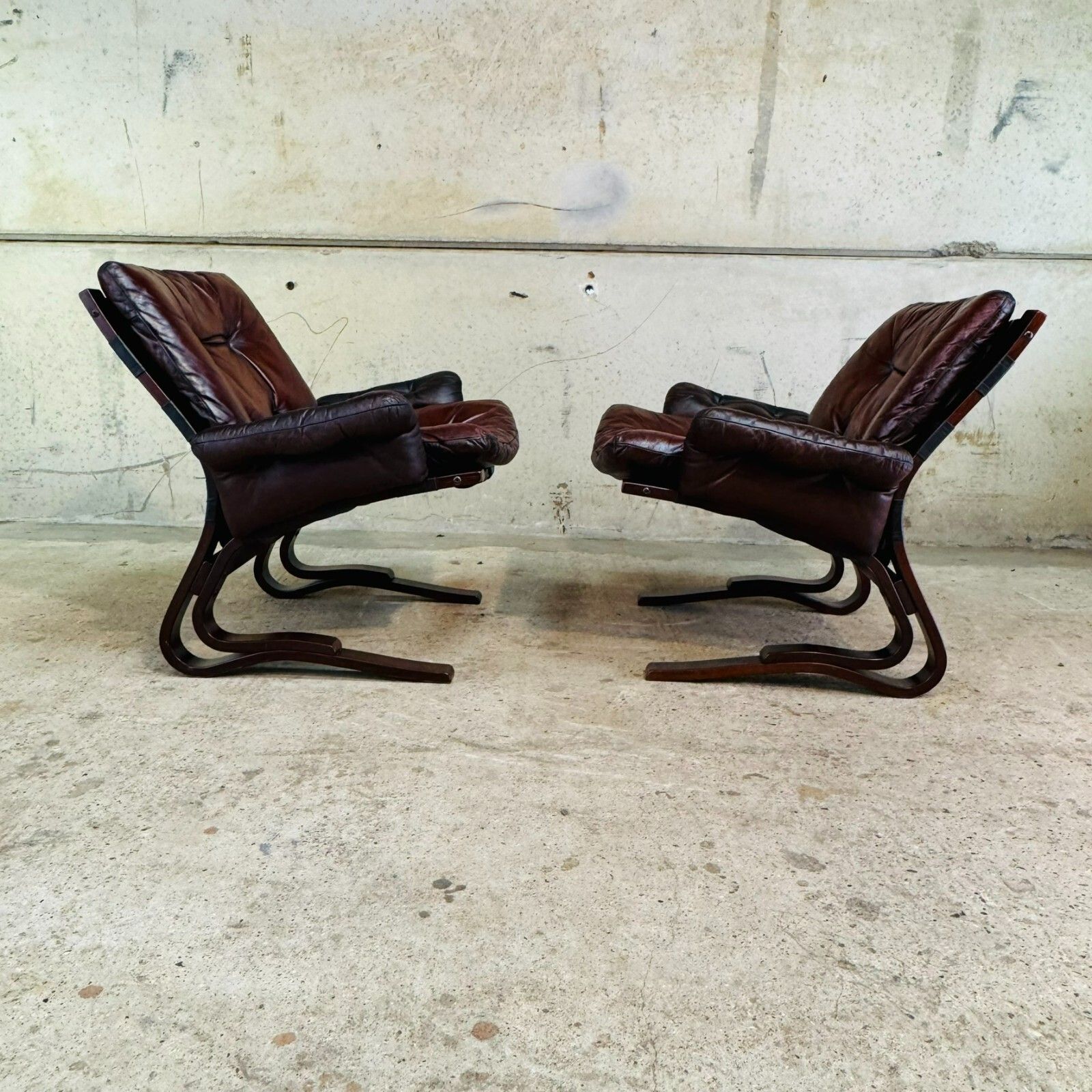 Pair Of Original 1970s Danish ‘Skyline’ Brown Leather Armchairs By Hove Møbler photo Furniture