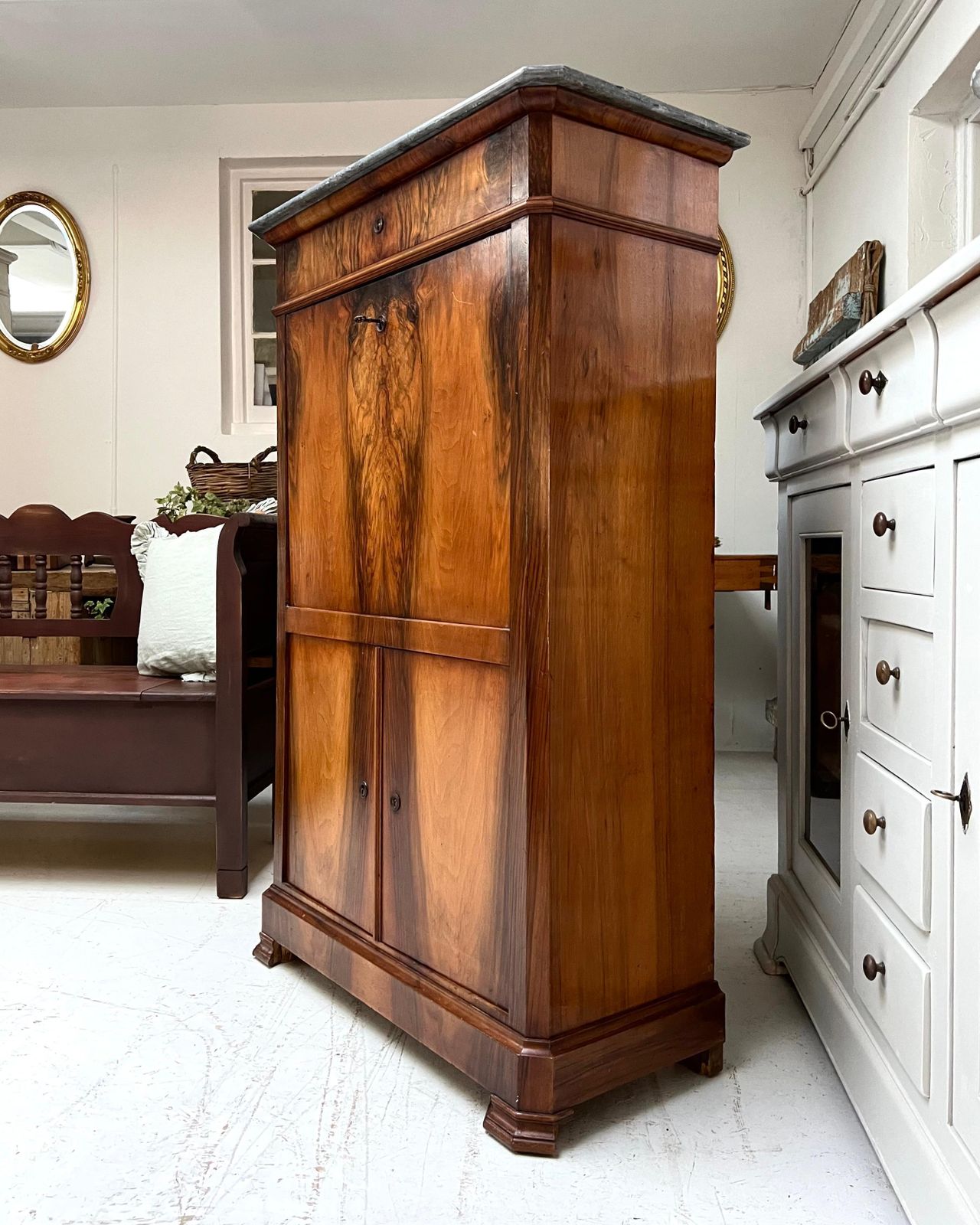 1095.0 Antique French Walnut Secretaire Writing Desk Bureau photo