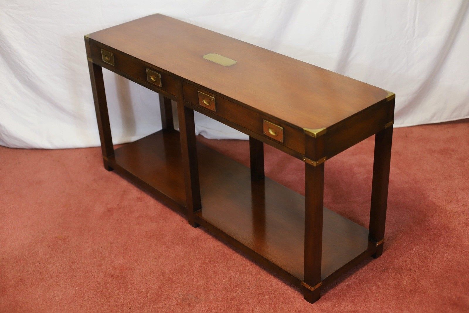 Lovely Harrods London R.E.H Kennedy Military Campaign Console Table photo vinterior