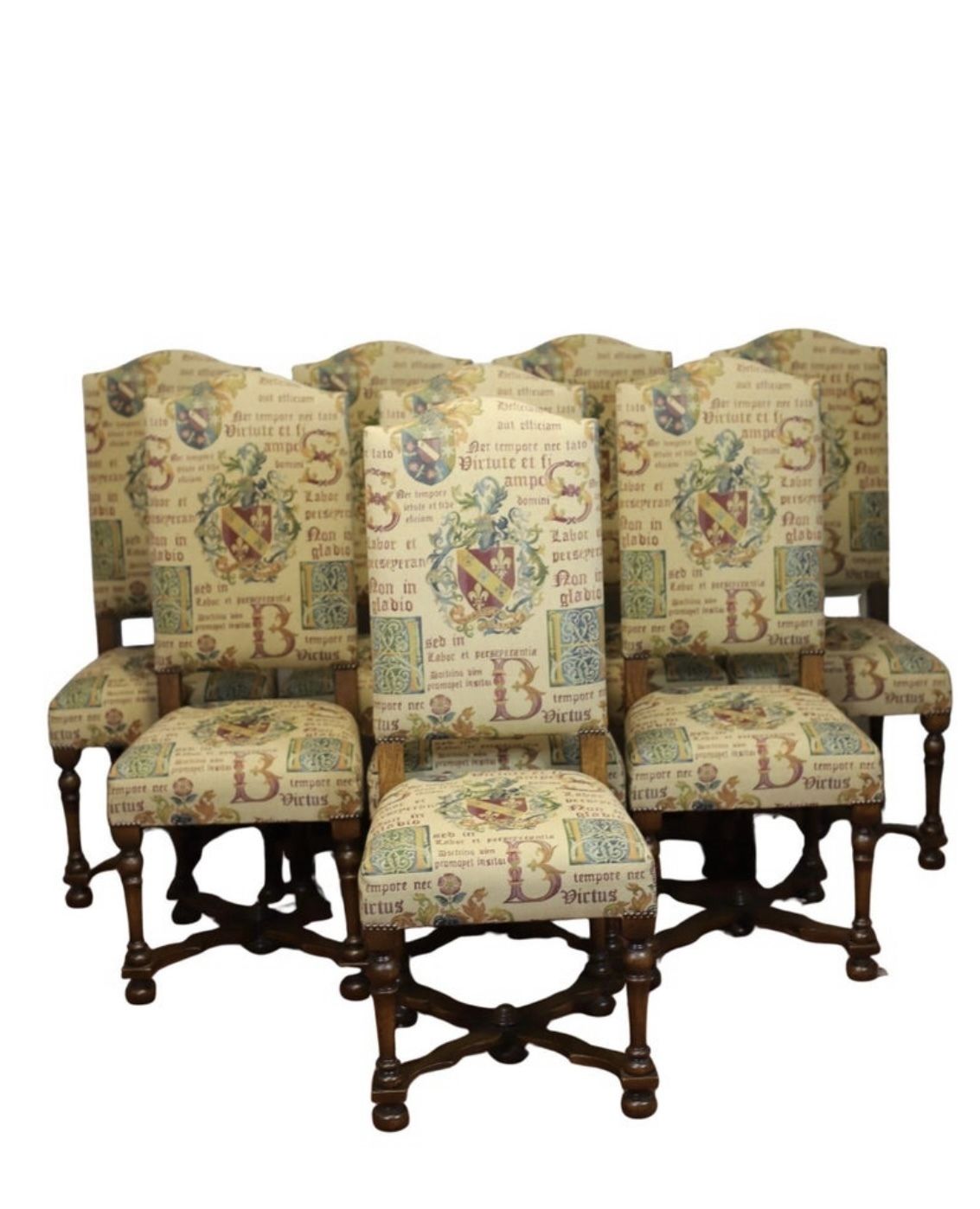 Taylor&Co Stunning Set Of Eight Oak Upholstered Dining Chairs