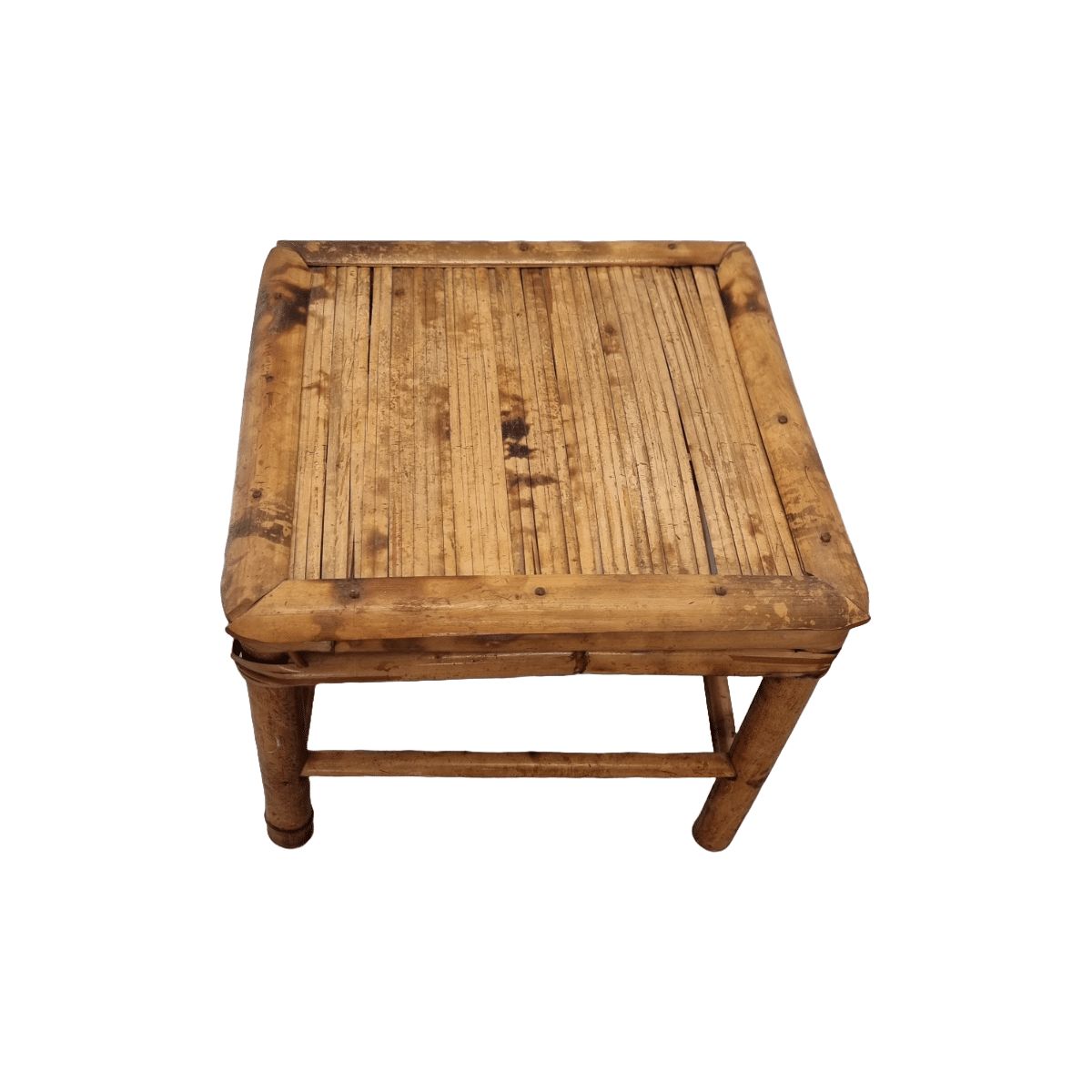 Vintage Turtle Color Bamboo Plant Table, Mid Century photo Home Decor