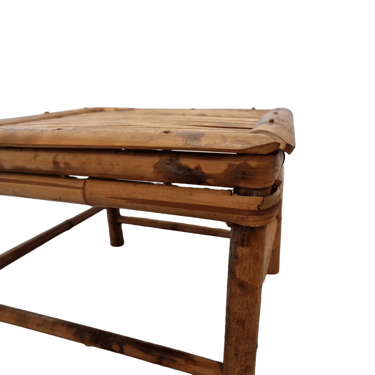 Vintage Turtle Color Bamboo Plant Table, Mid Century photo vinterior