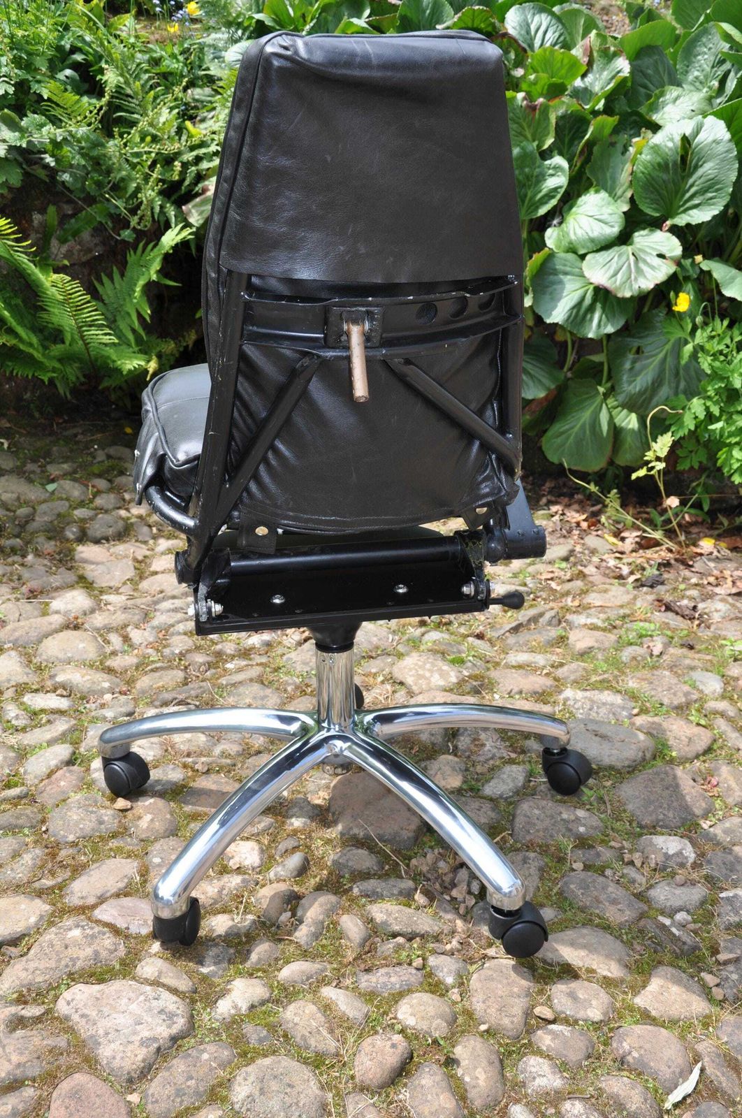 Pilot Seat From A 1950 Dove /Heron Passenger Airliner In Black Leather photo vinterior