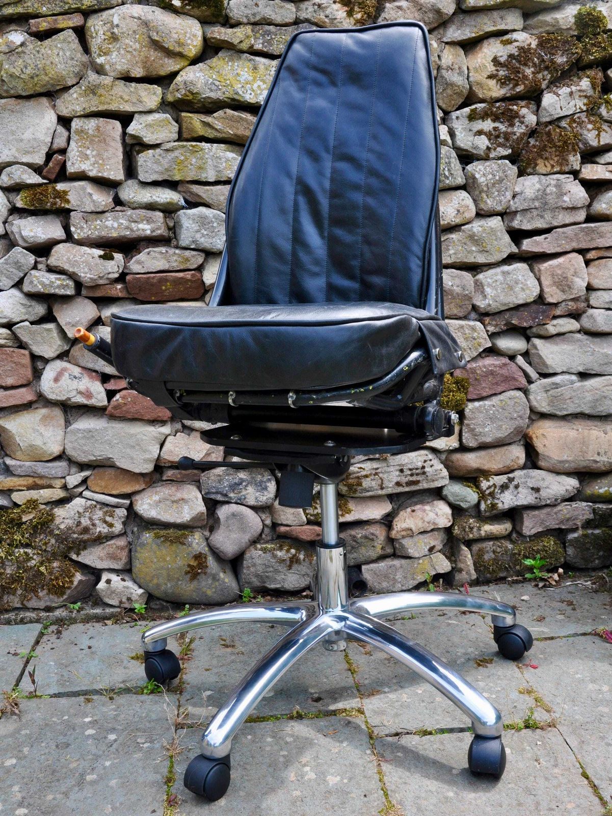 photo for sale Pilot Seat From A 1950 Dove /Heron Passenger Airliner In Black Leather