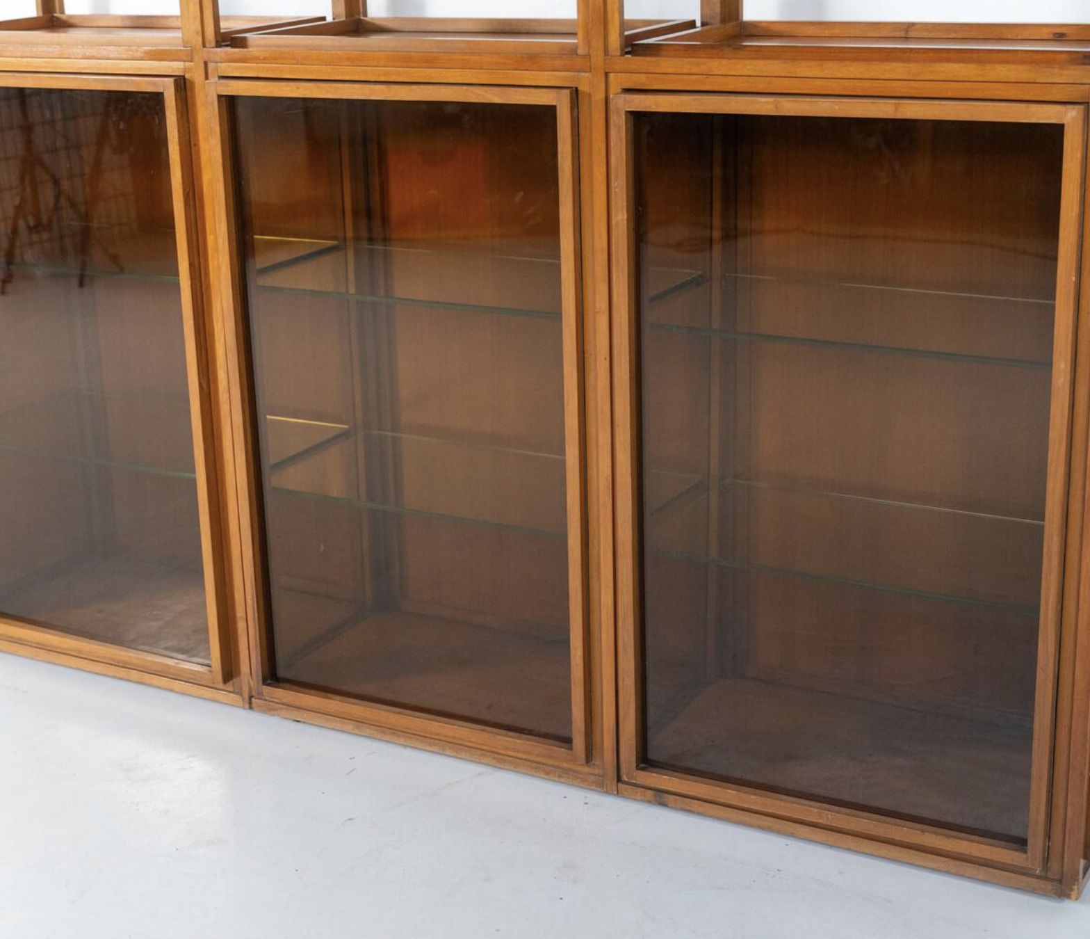photo for sale Mid Century Modern Shelves, Wood And Glass