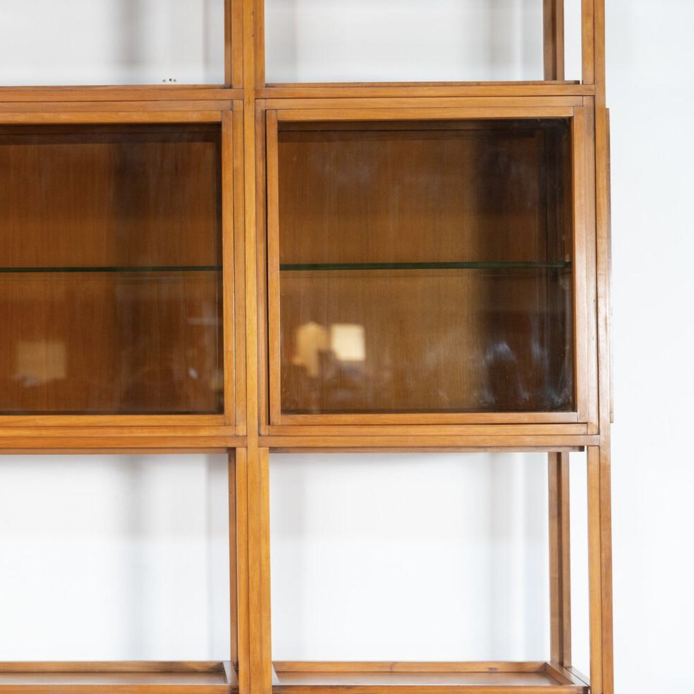 Furniture Mid Century Modern Shelves, Wood And Glass photo