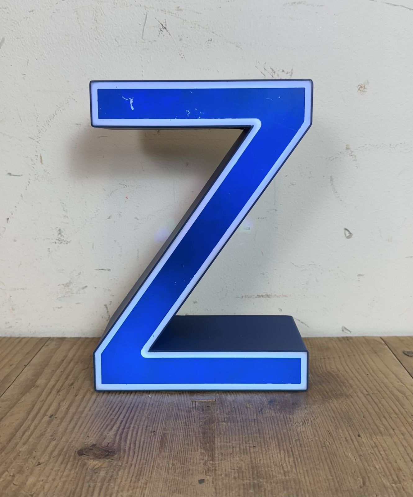 Vintage Blue Plastic Illuminated Letter Z , 1970s photo vinterior