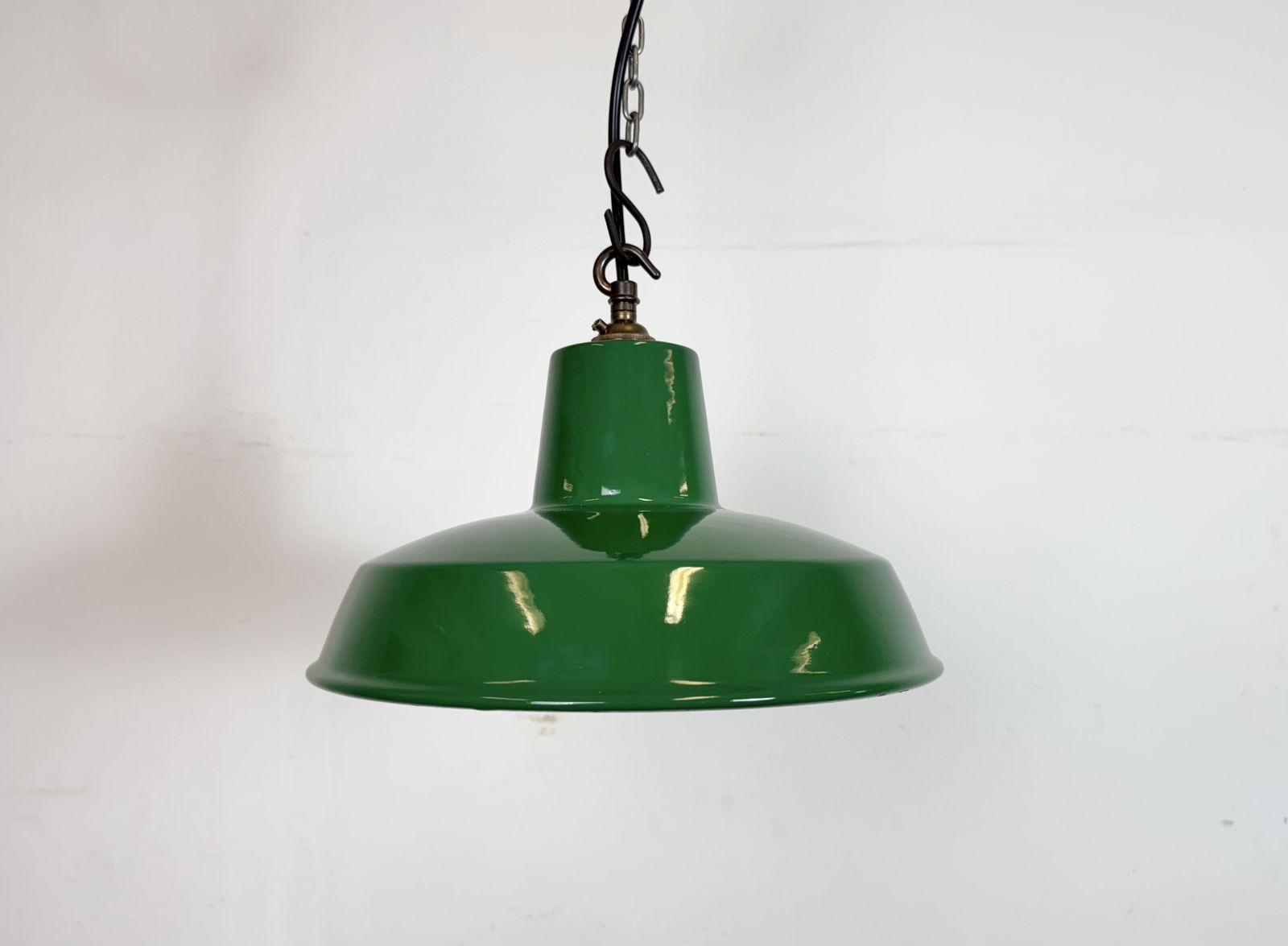 Industrial Green Enamel Factory Pendant Lamp , 1960s photo for sale