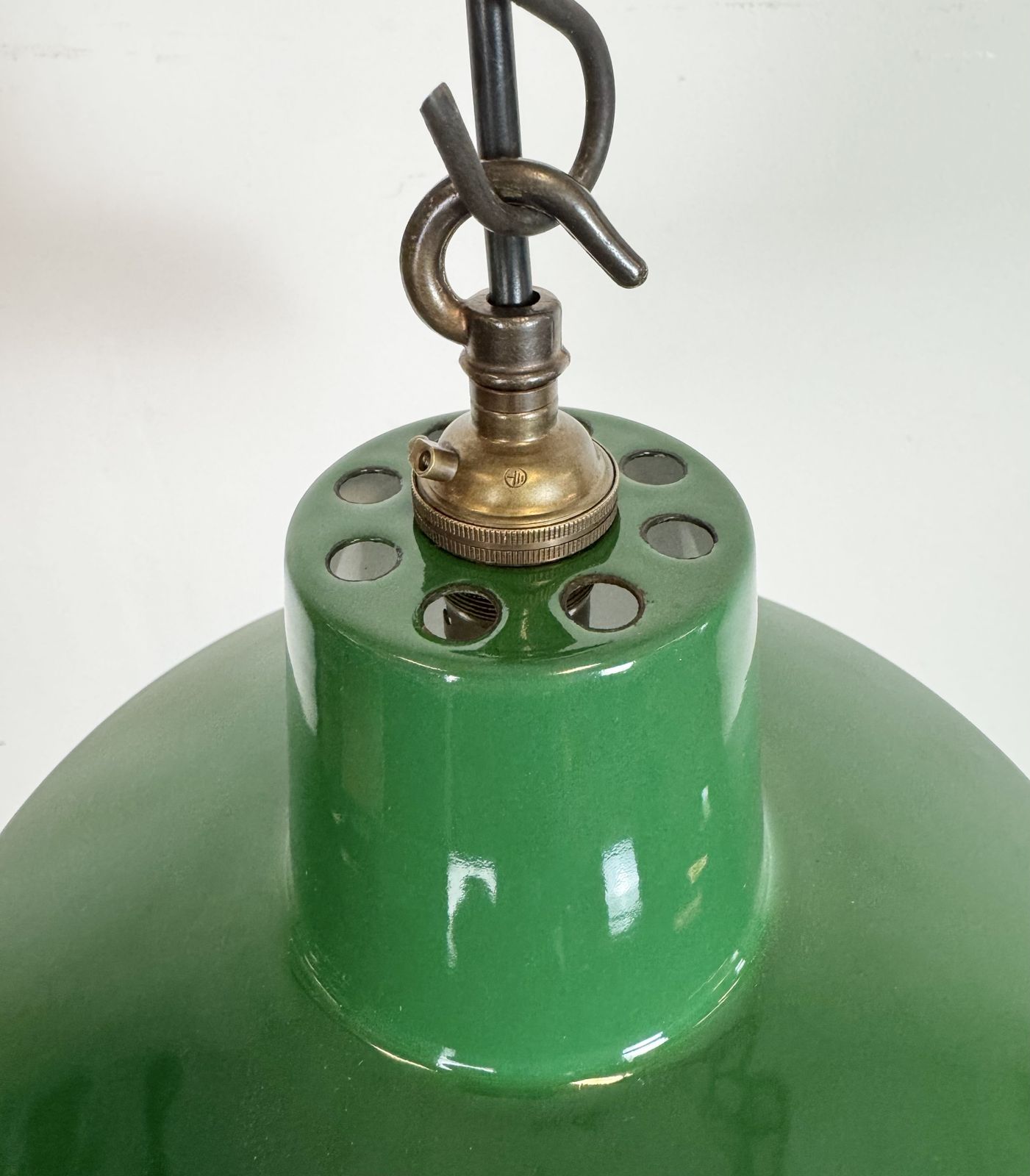 Industrial Green Enamel Factory Pendant Lamp , 1960s photo vinterior
