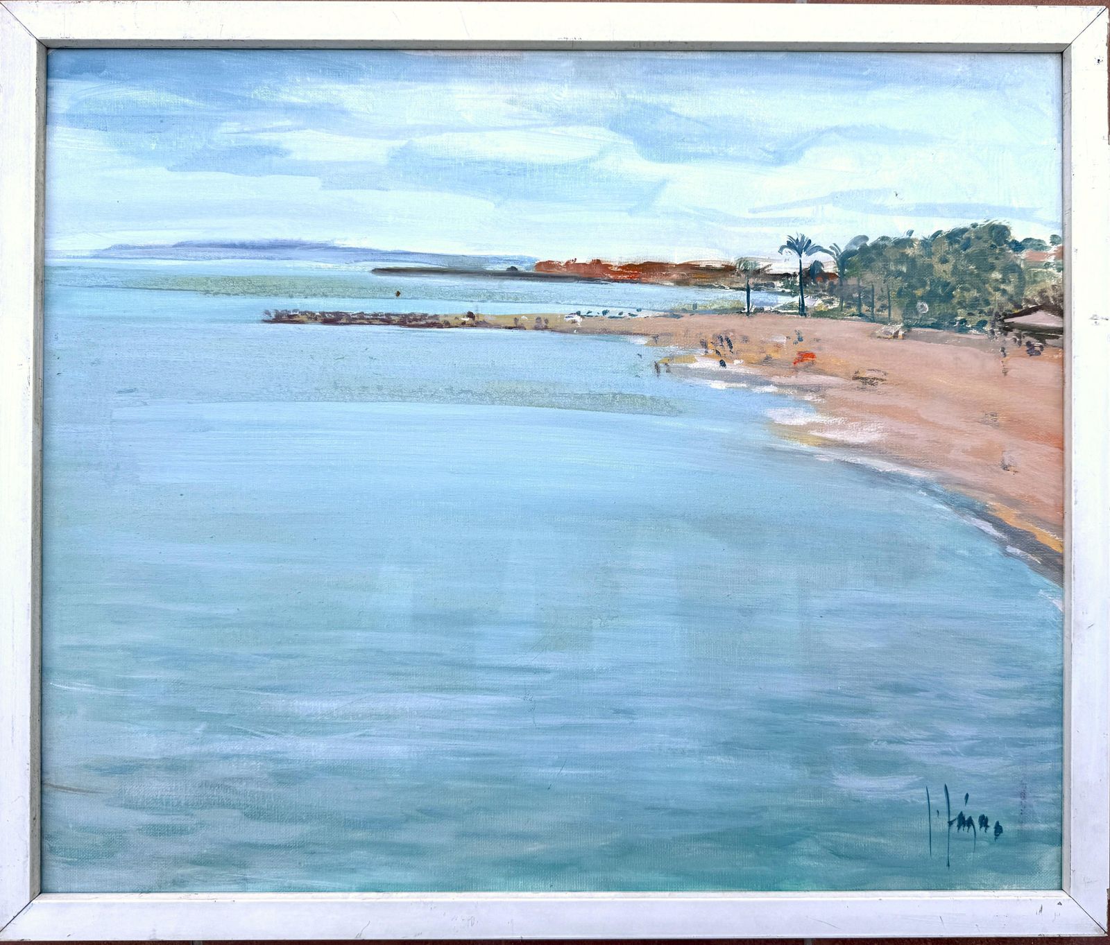 Isidore Lazaro Marbella Beach Spain Spanish Seascape Mediterranean Art Oil On Canvas C.2000 photo furniture