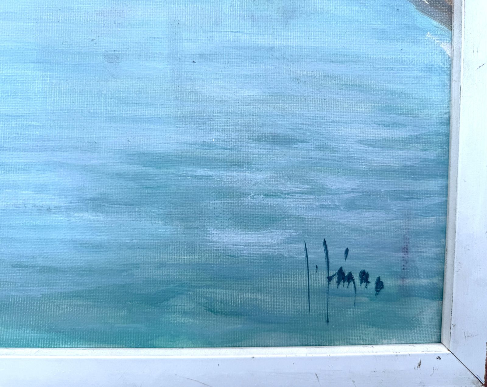 Isidore Lazaro Marbella Beach Spain Spanish Seascape Mediterranean Art Oil On Canvas C.2000 photo for sale