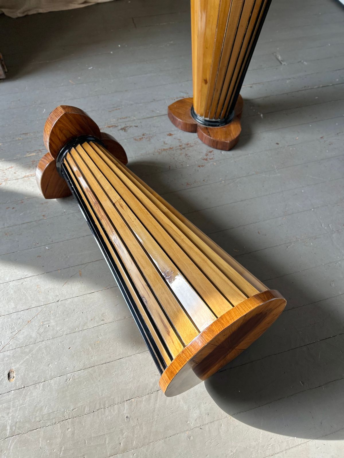 Large Art Deco Walnut And Beech Column Stands Circa 1930 photo buy