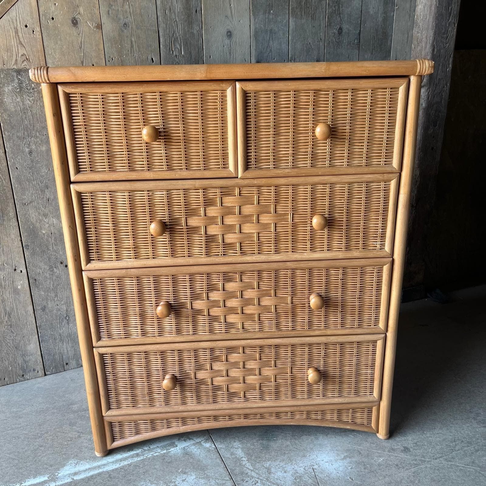 Wicker 5 Drawer Chest Of Drawers