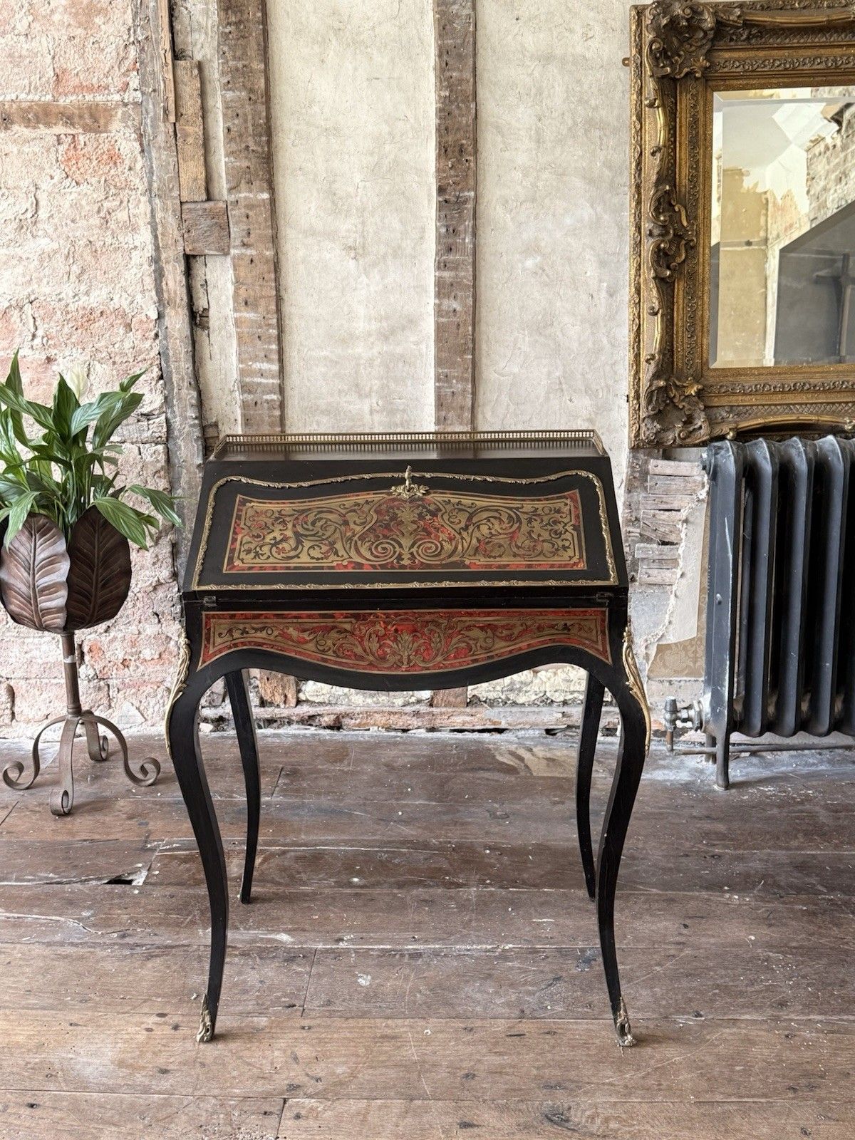 Antique Orginal  Ebony Gilt French Boulle Louis XV Boulle Bureau De Dame Desk photo furniture