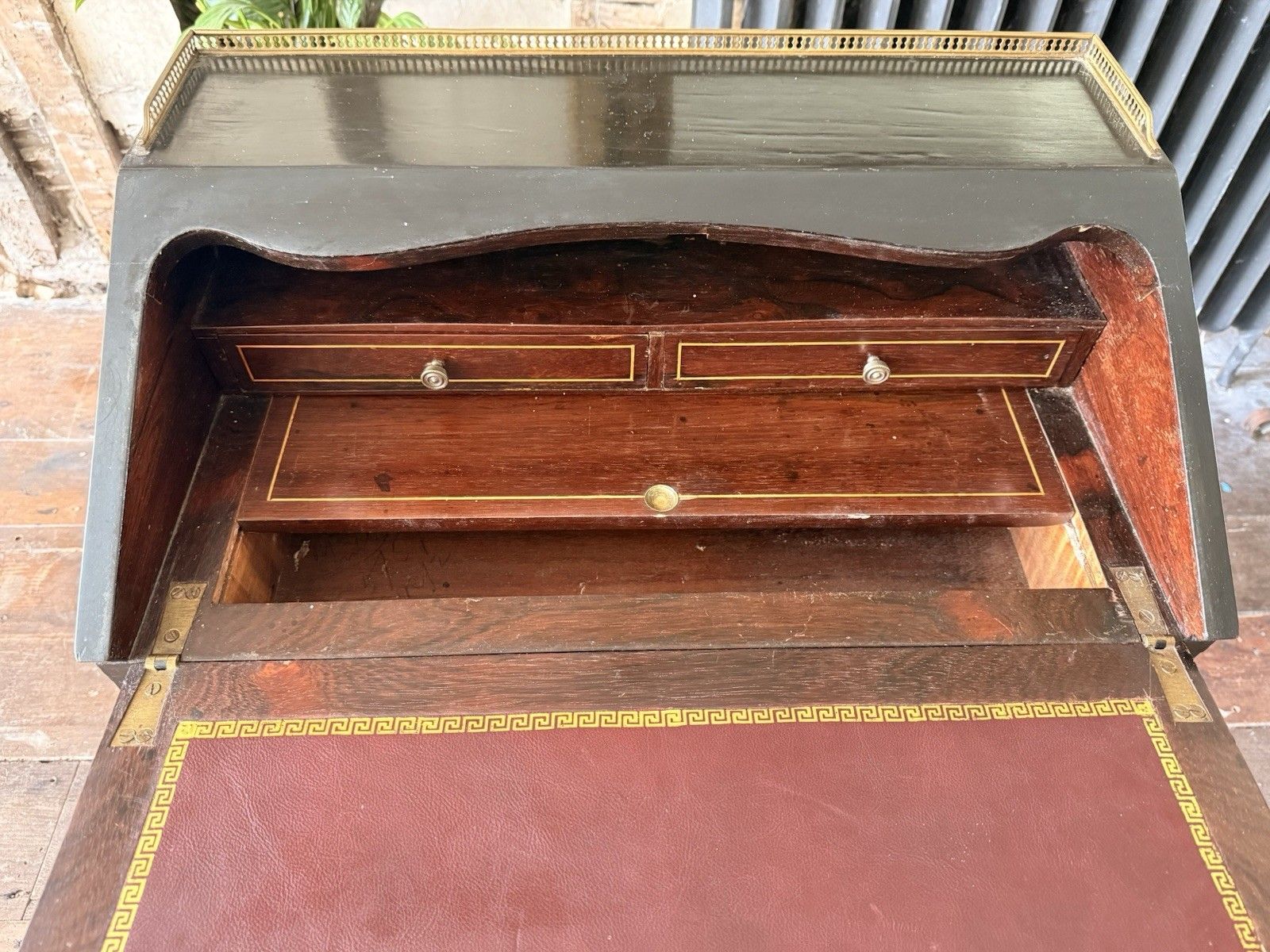 Antique Orginal  Ebony Gilt French Boulle Louis XV Boulle Bureau De Dame Desk photo 1299.0