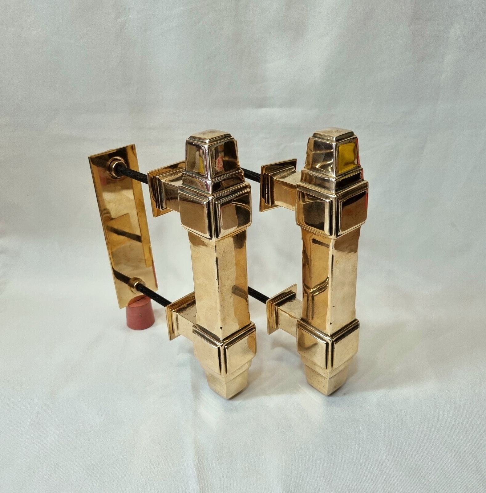 An Exceptional Pair Of Top Quality Early Art Deco Bronze Door Pull Handles Including Lovely Backplate Fittings, Weighing Over 4.75 Kg. photo Home Fixtures