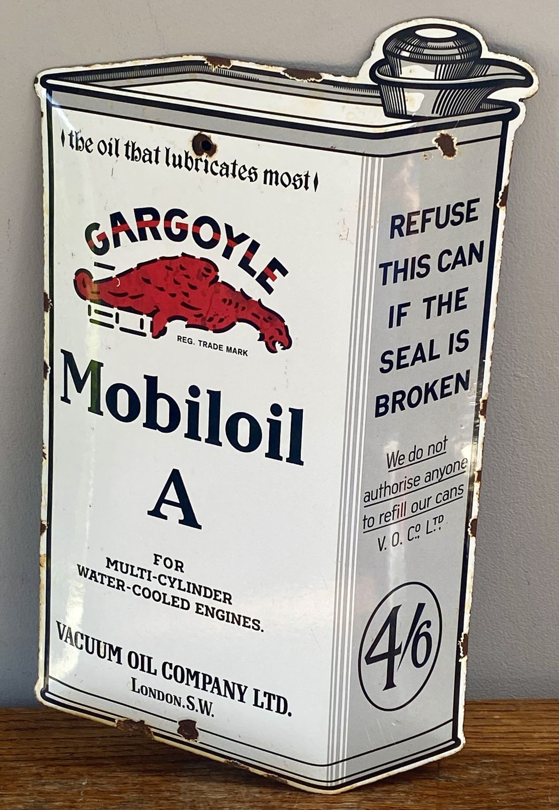 Rare Mobiloil A Enamel Oil Can Enamel Sign Gargoyle Mobil 1 Race Car Sign Vacuum Oil Company Lubricant National Benzole Mixture Shell Bp Petrol Gas F1 photo furniture