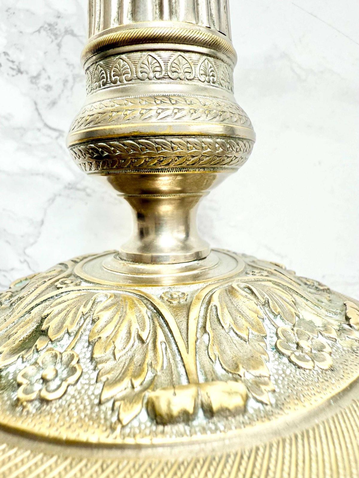 Pair Of Tall Silver Plated Bronze Candlesticks French Living Room Decor Candle Holders Antique Table Top Decor French Chateau Style Bourbon photo vinterior