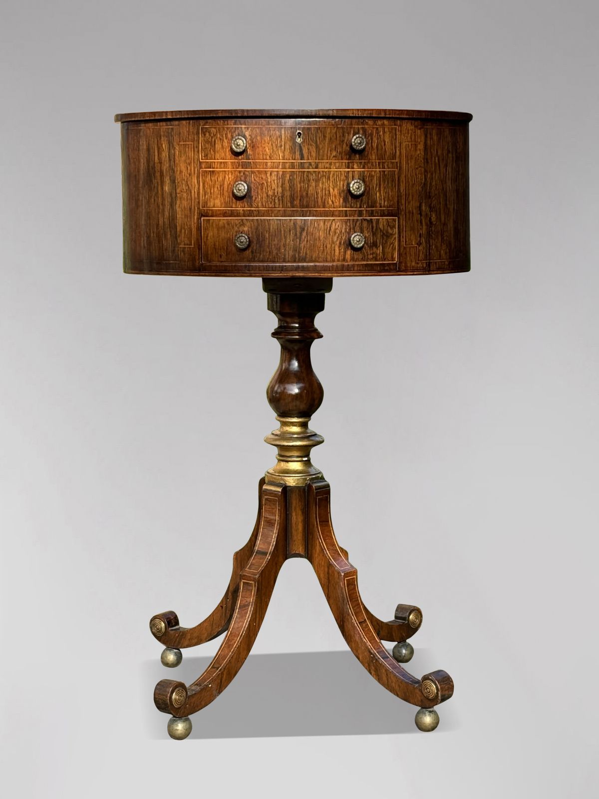 Early 19th Century Regency Period Rosewood & Inlay Work Table photo vintage
