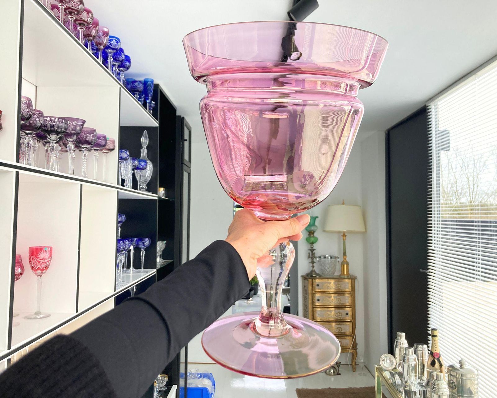 Pink Pedestal Vase | Vintage Crystal Large photo 298.0