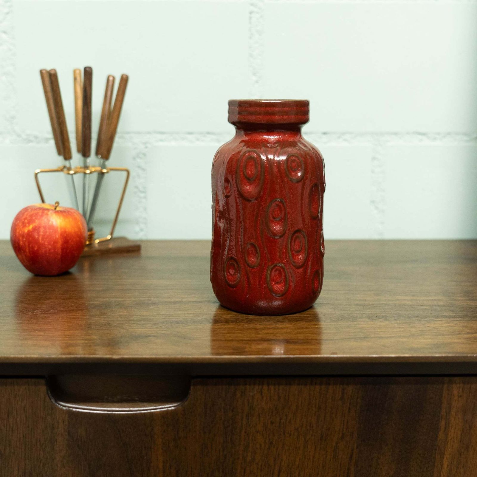 Red "Koralle" Vase   Scheurich   Form 285 15   C1970s photo 60.0