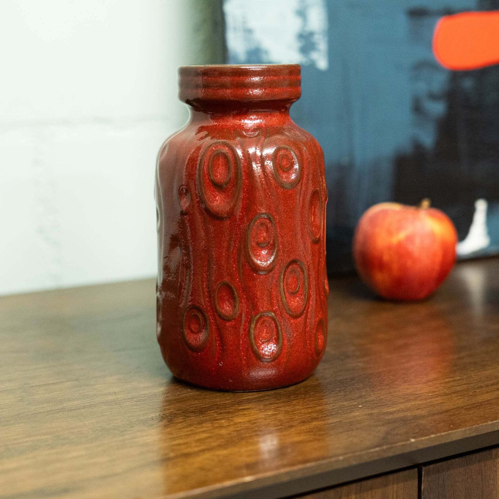 Red "Koralle" Vase   Scheurich   Form 285 15   C1970s photo vinterior