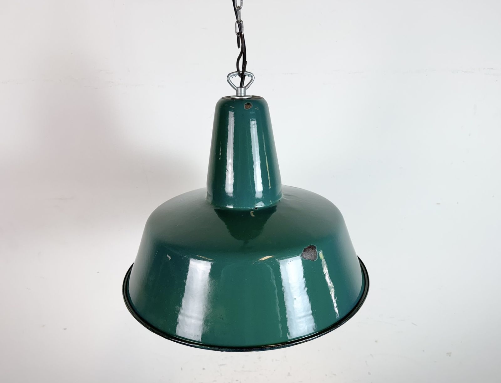 Large Industrial Green Enamel Factory Pendant Lamp, 1960s photo vintage