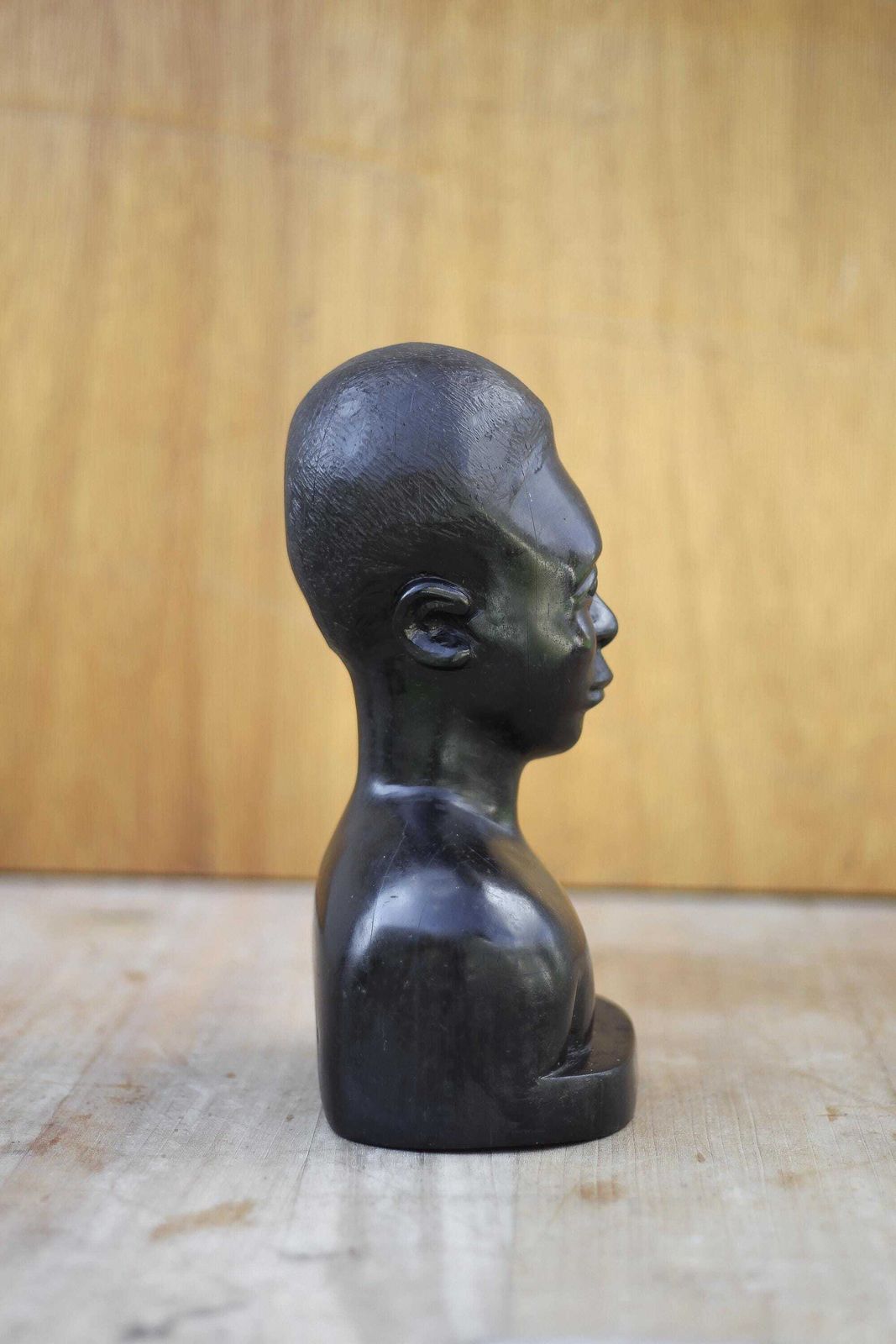 Ethnic Wood Sculpture, Carved Wooden Man Bust, Interior Decoration, Hat Rack, Bust, African Art, 40's photo vinterior