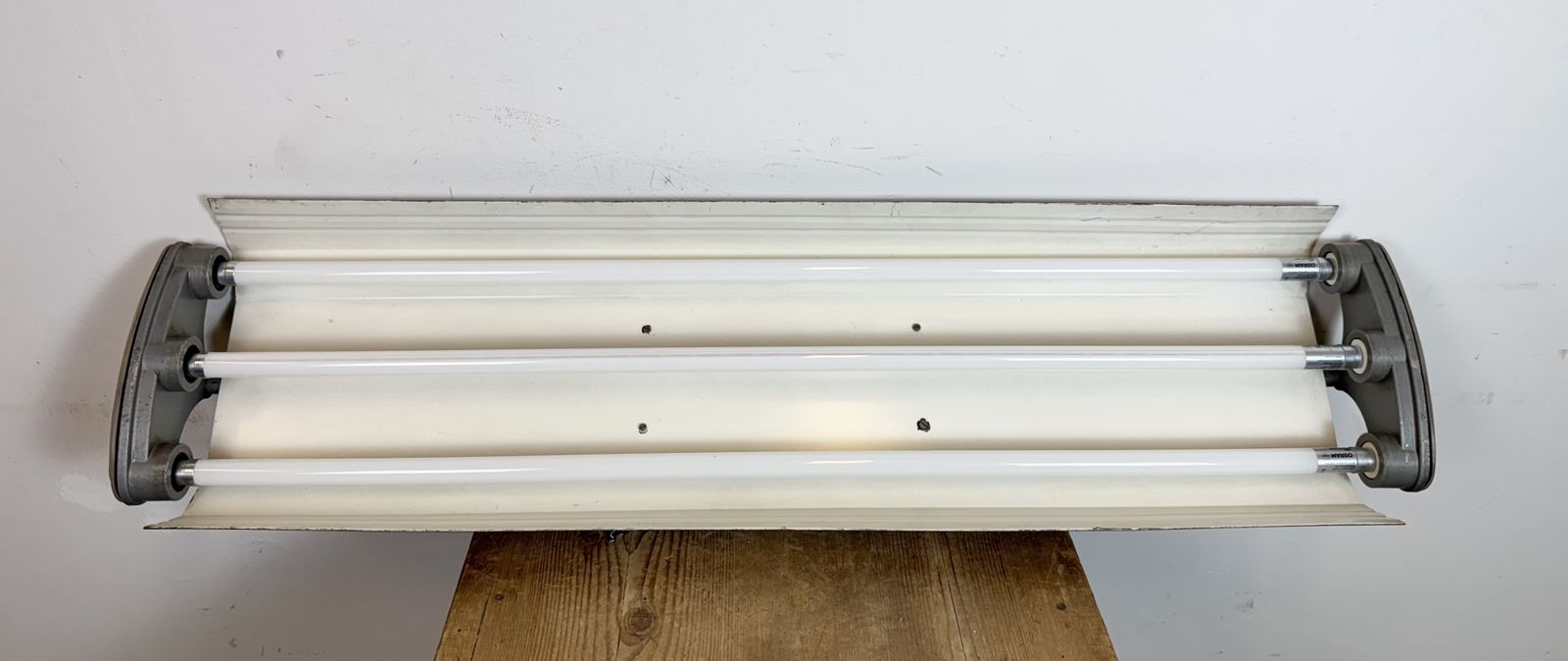 Grey Industrial Hanging Tube Light From Polam Gdansk, 1970s photo Lighting