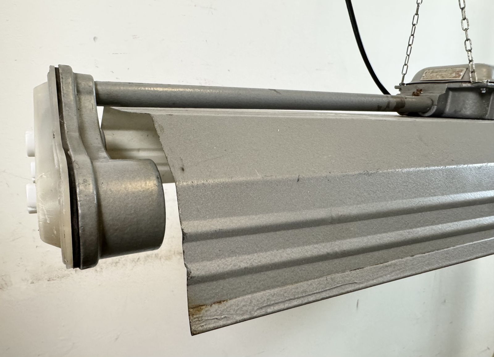 photo vinterior Grey Industrial Hanging Tube Light From Polam Gdansk, 1970s