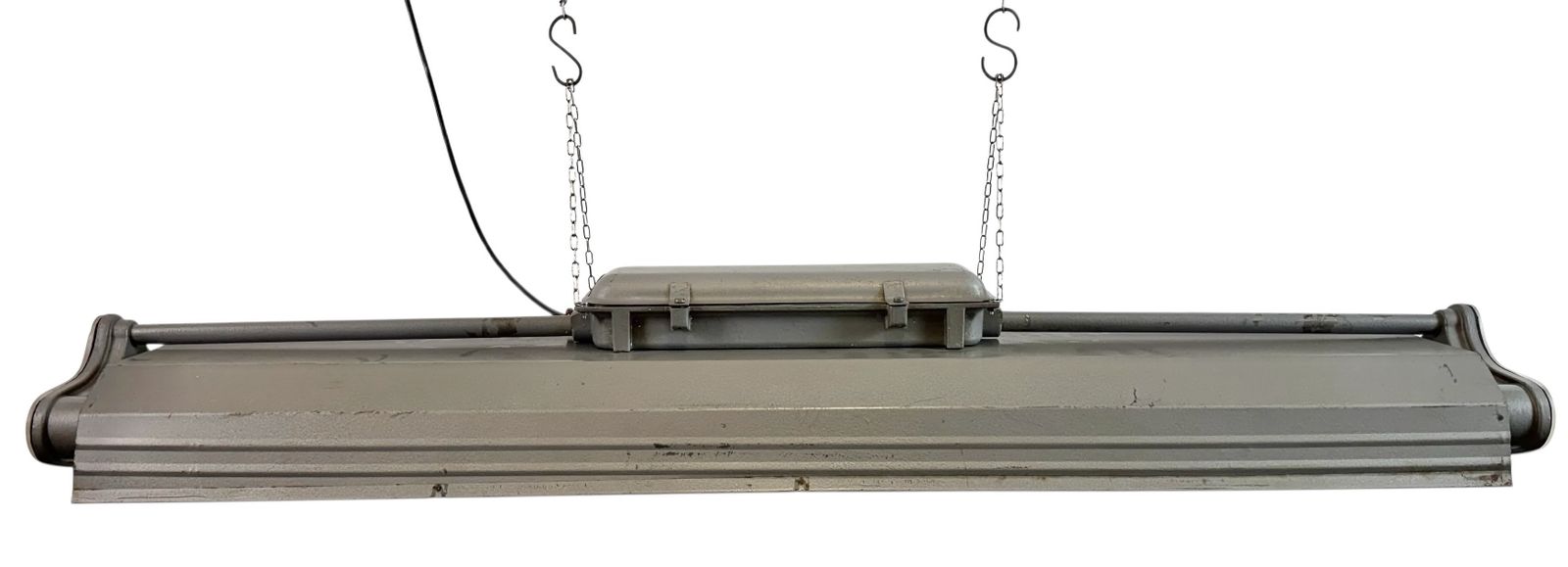 Grey Industrial Hanging Tube Light From Polam Gdansk, 1970s