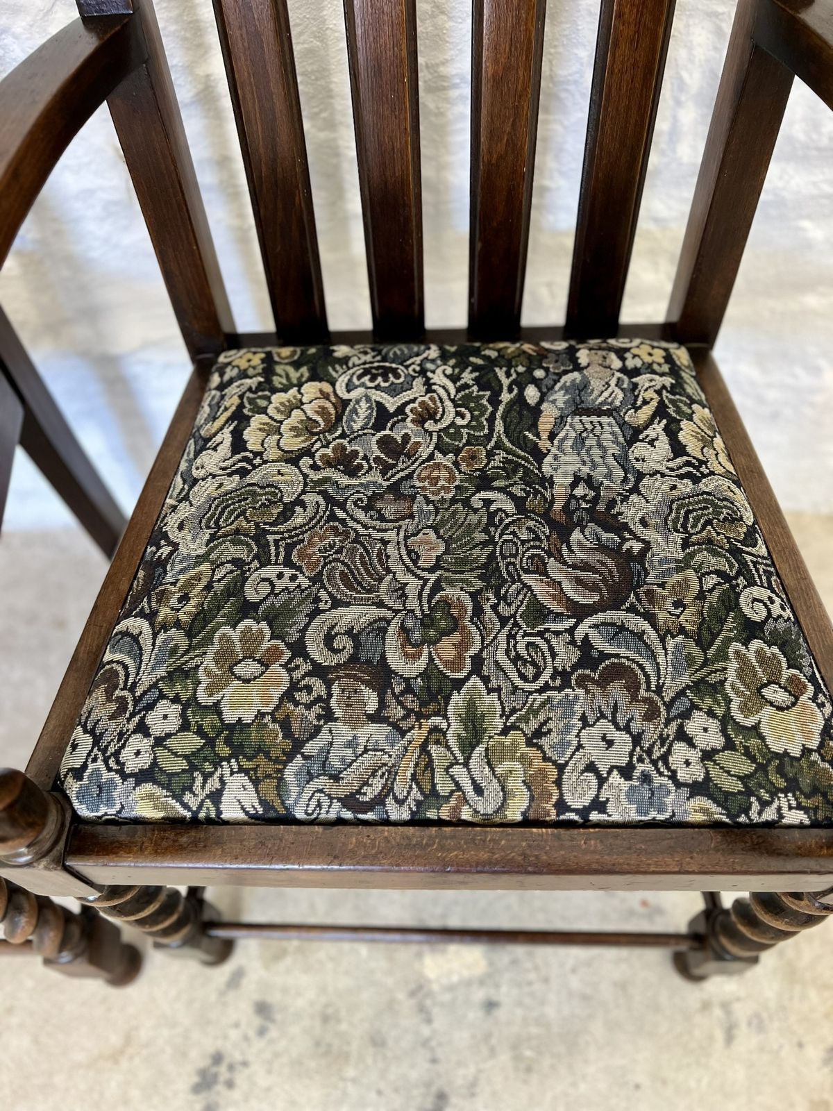 Antique Pair Of Victorian Edwardian Oak Barley Twist Armchairs Ocassional Chairs photo 395.0