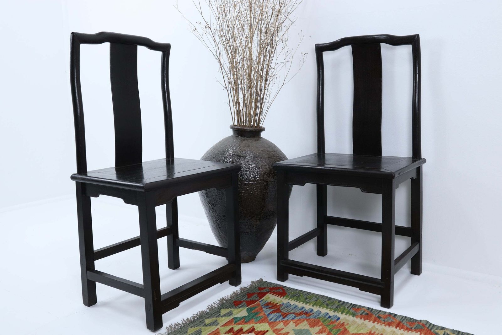 Late 19th Century Chinese Yoke Ebony (Wumu) Chairs