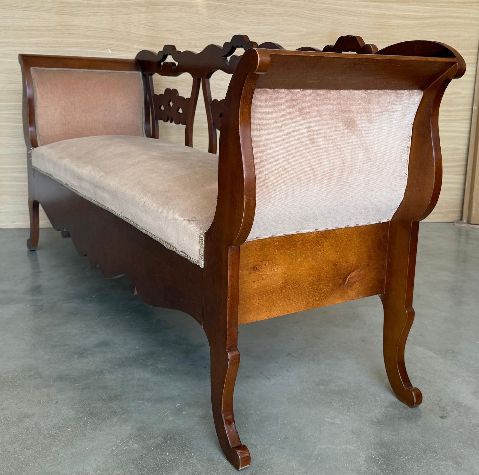 20th Century Catalan Bench In Walnut With Caned Seat photo buy