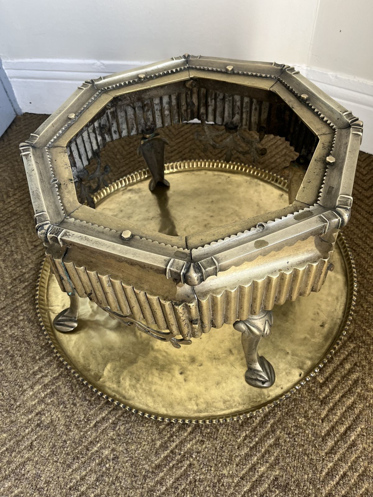 Antique Turkish Brass Brazier Table (Mangal) With Claw Feet — C. 1900 photo Furniture
