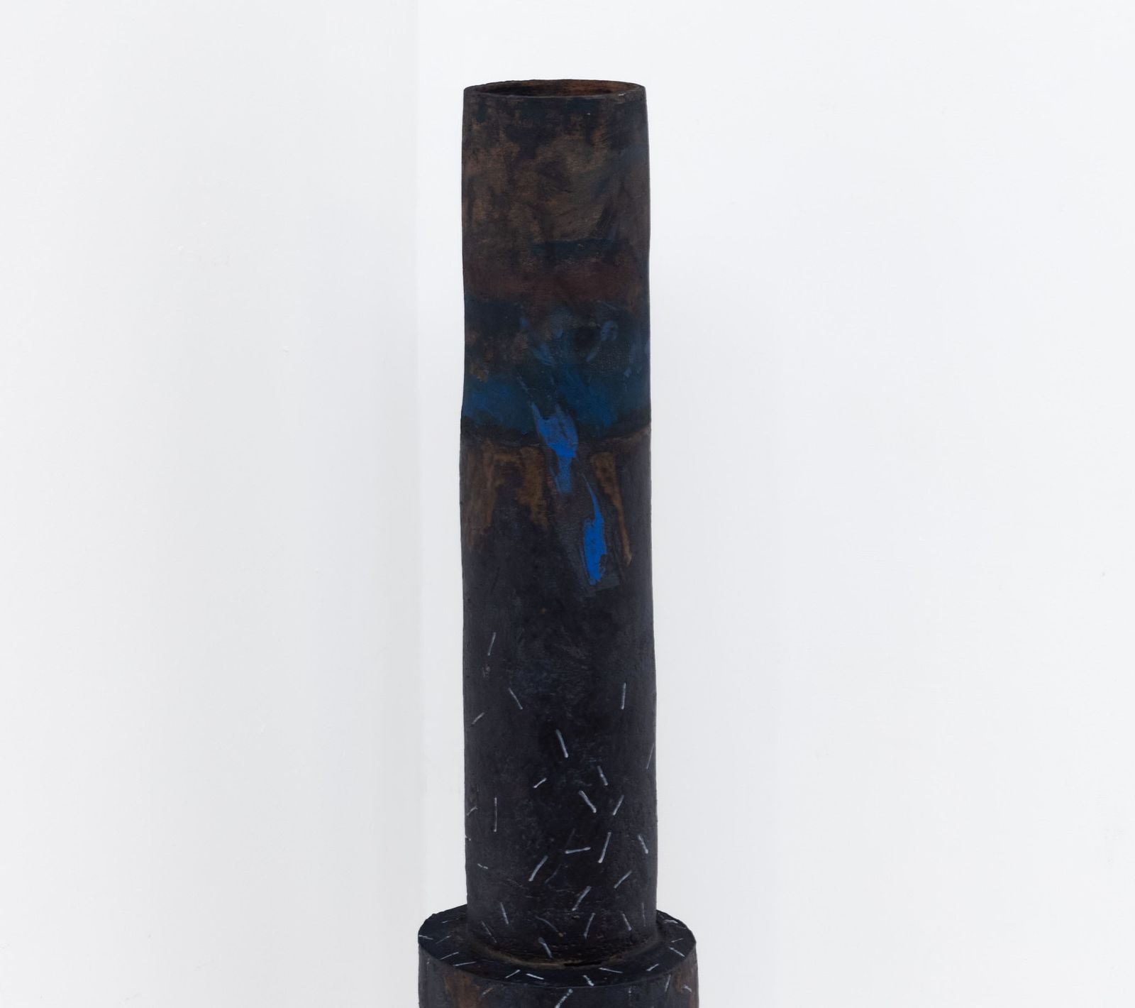 Superb Robin Welch Tall Stoneware Studio Floor Cylindrical Vessel Vase 1990s photo for sale