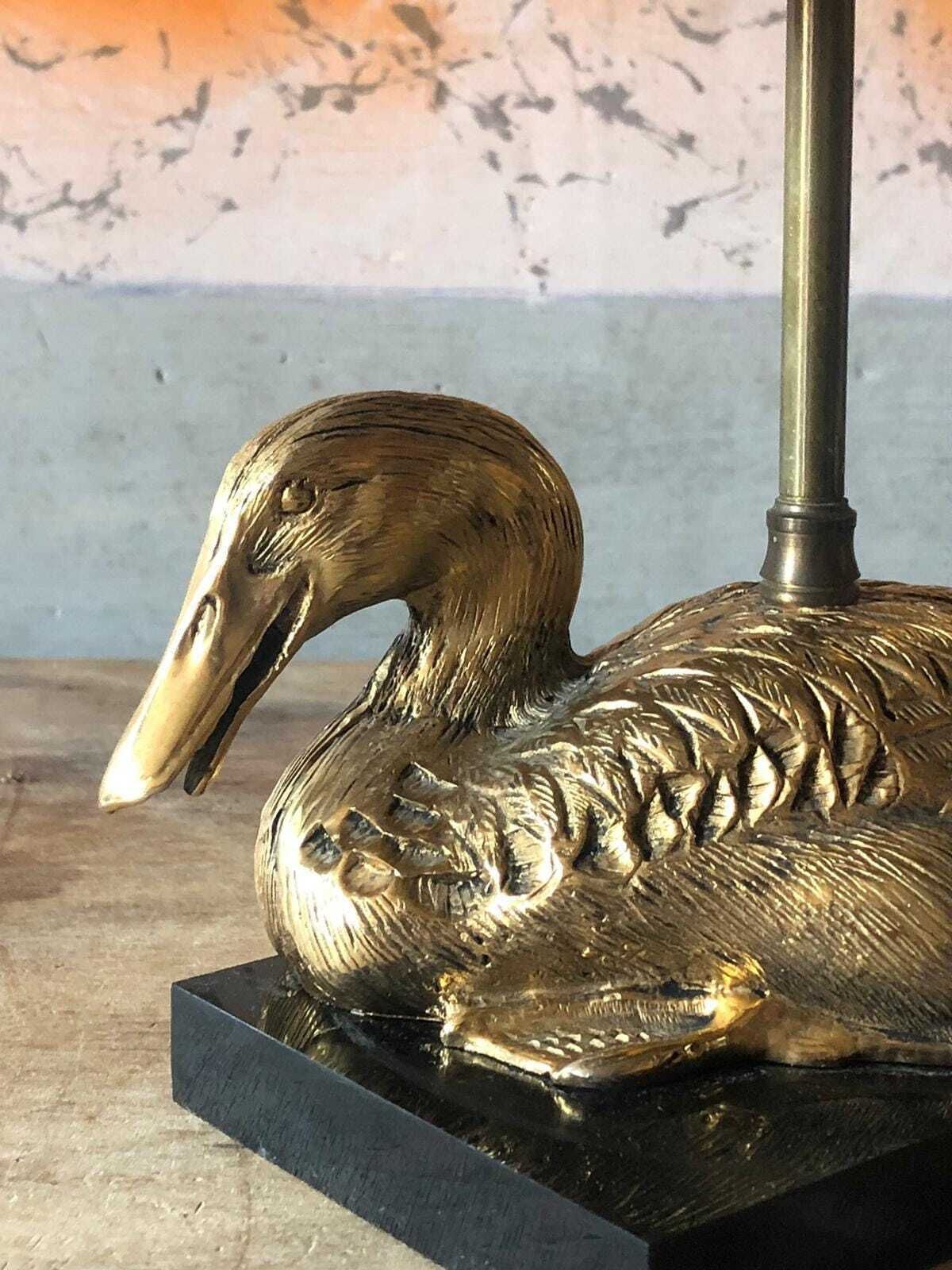 Duck Lamp, Gilded Bronze Duck Table Lamp On Base, Living Room Lamp, Vintage Lamp, Interior Decoration photo Lighting