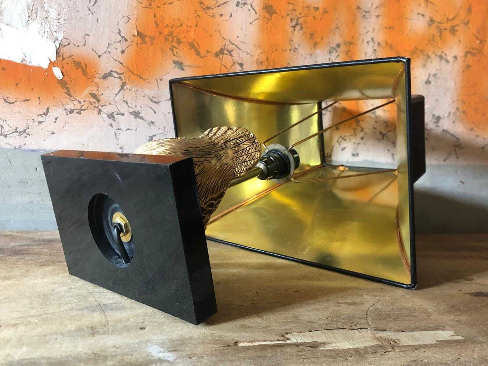 Duck Lamp, Gilded Bronze Duck Table Lamp On Base, Living Room Lamp, Vintage Lamp, Interior Decoration photo vintage