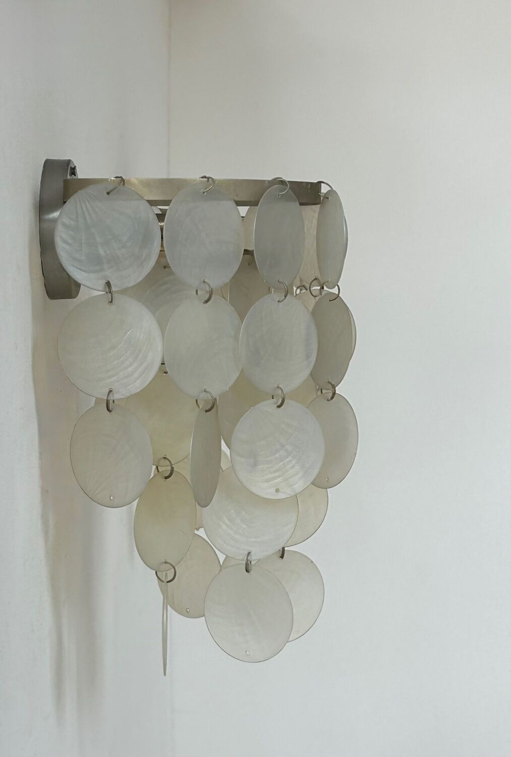 Pair Of Vintage Mother Of Pearl And Metal Wall Lights, France 1950s photo Lighting
