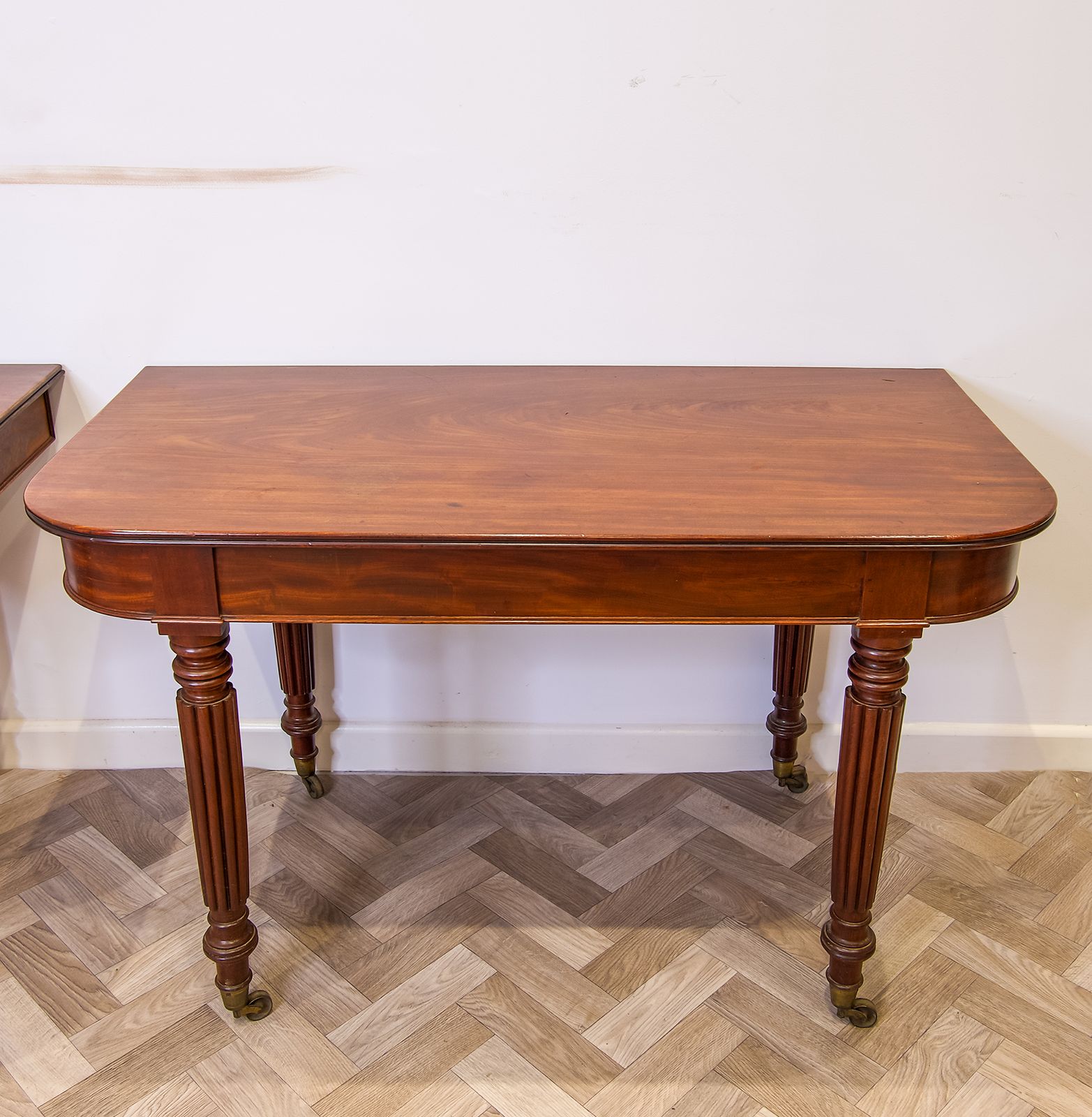 Antique Mahogany Pair Of Demi Lune Tables In The Manner Of Gillows photo 1650.0