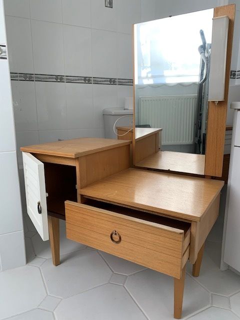 Furniture Original Rare 1970's 3 Piece, Wardrobe, Draws And Vanity Set. photo