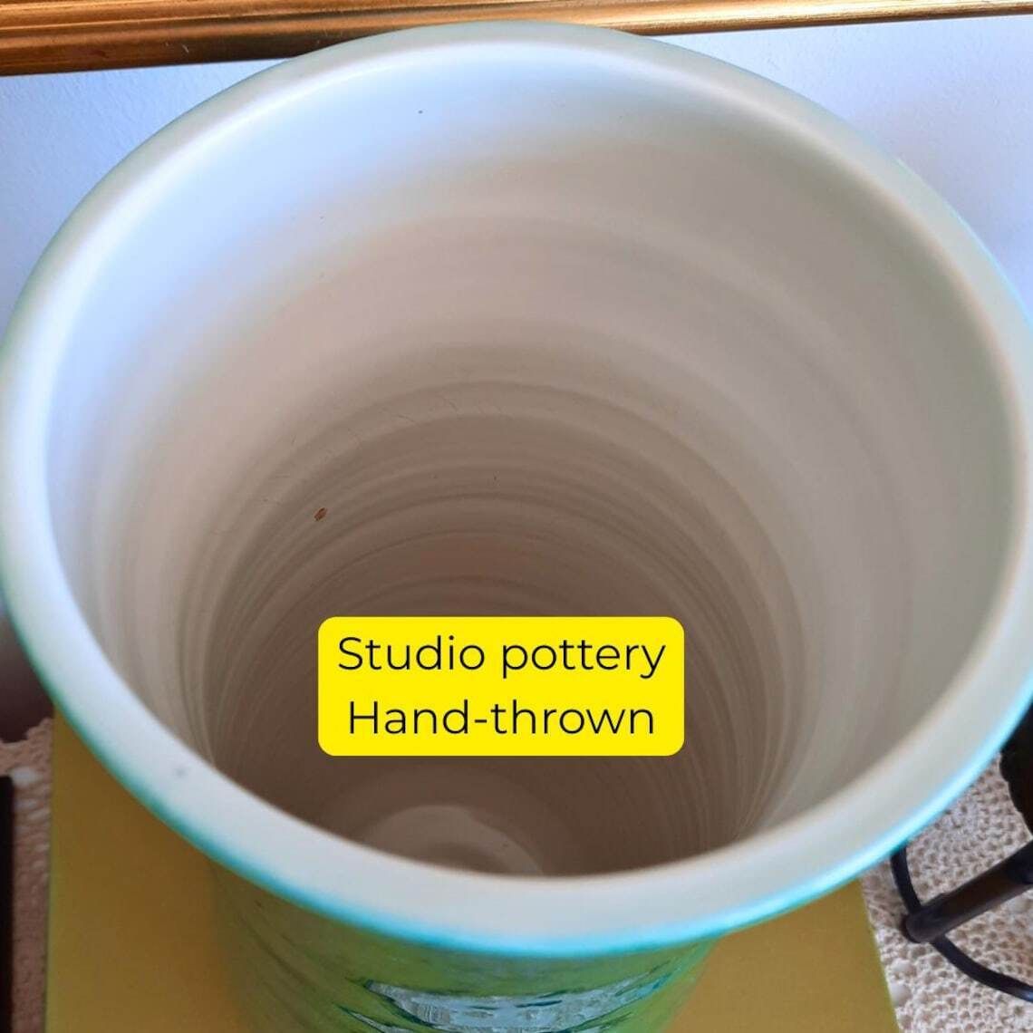 Tall 80's Mid Century Modern Style Poole Pottery Studio Vase In Green photo buy