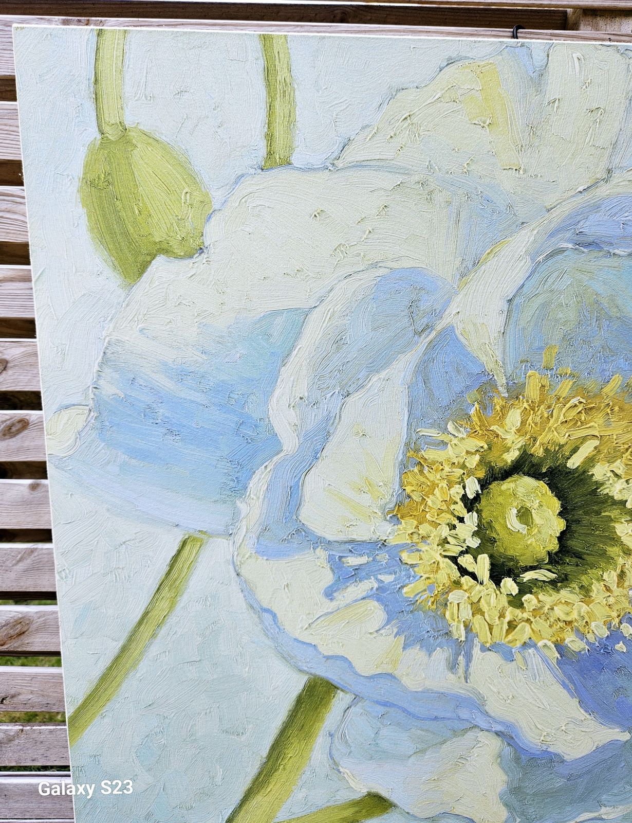 photo furniture Large Oil On Canvas White Poppies By Californian Artist Shirley Novak