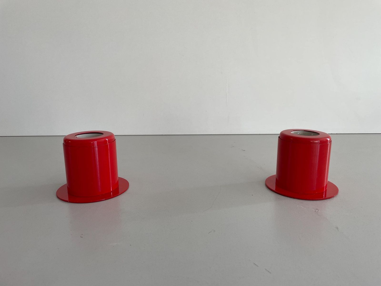 Minimal Design Pair Of Orange Metal Wall Lamps Still Of Artemide, 1970s, Italy photo buy