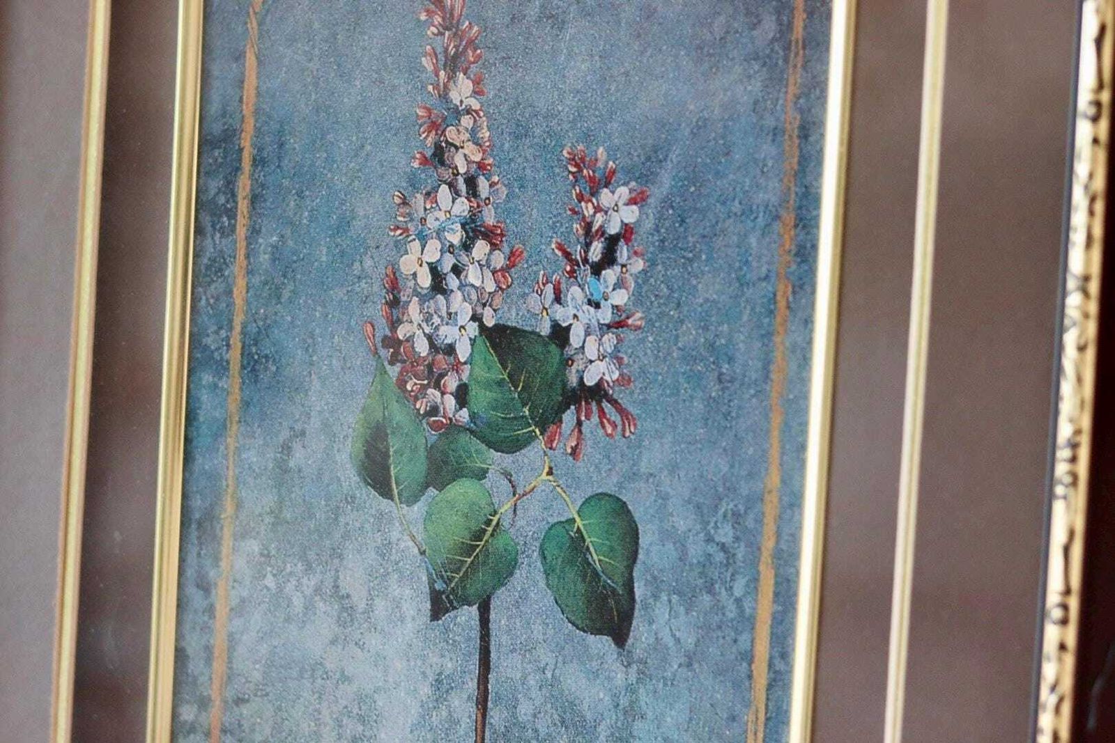 Mid Century Original Swedish  "Trio Of Flower Prints" –  Vintage & Framed, 34 X 54.5 Cm / 13.4 X 21.5 In photo vinterior