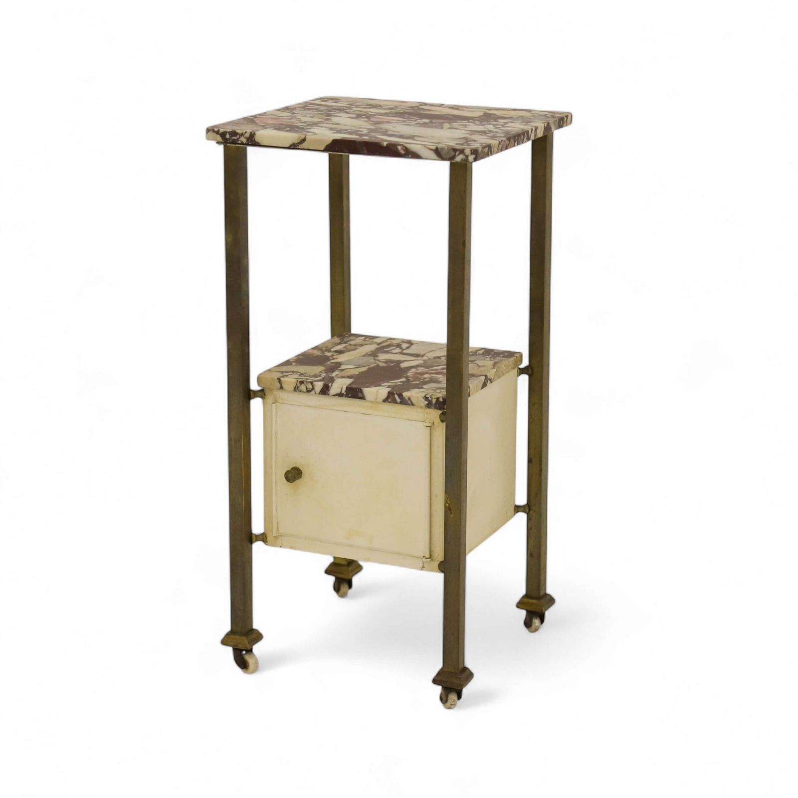 Early 20th Century French Brass & Arabescato Viola Marble Nightstand