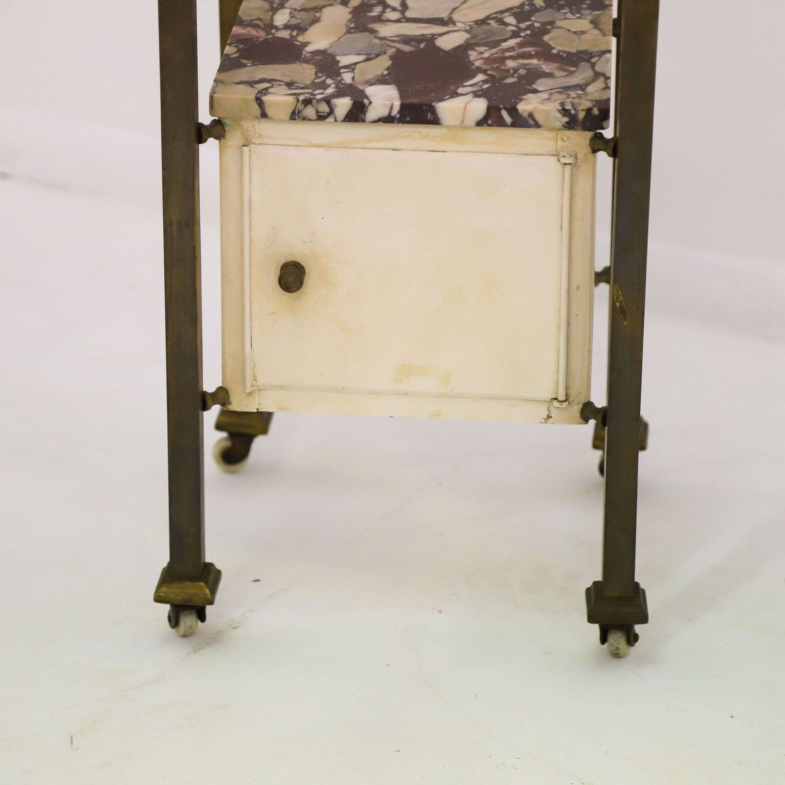Early 20th Century French Brass & Arabescato Viola Marble Nightstand photo vintage