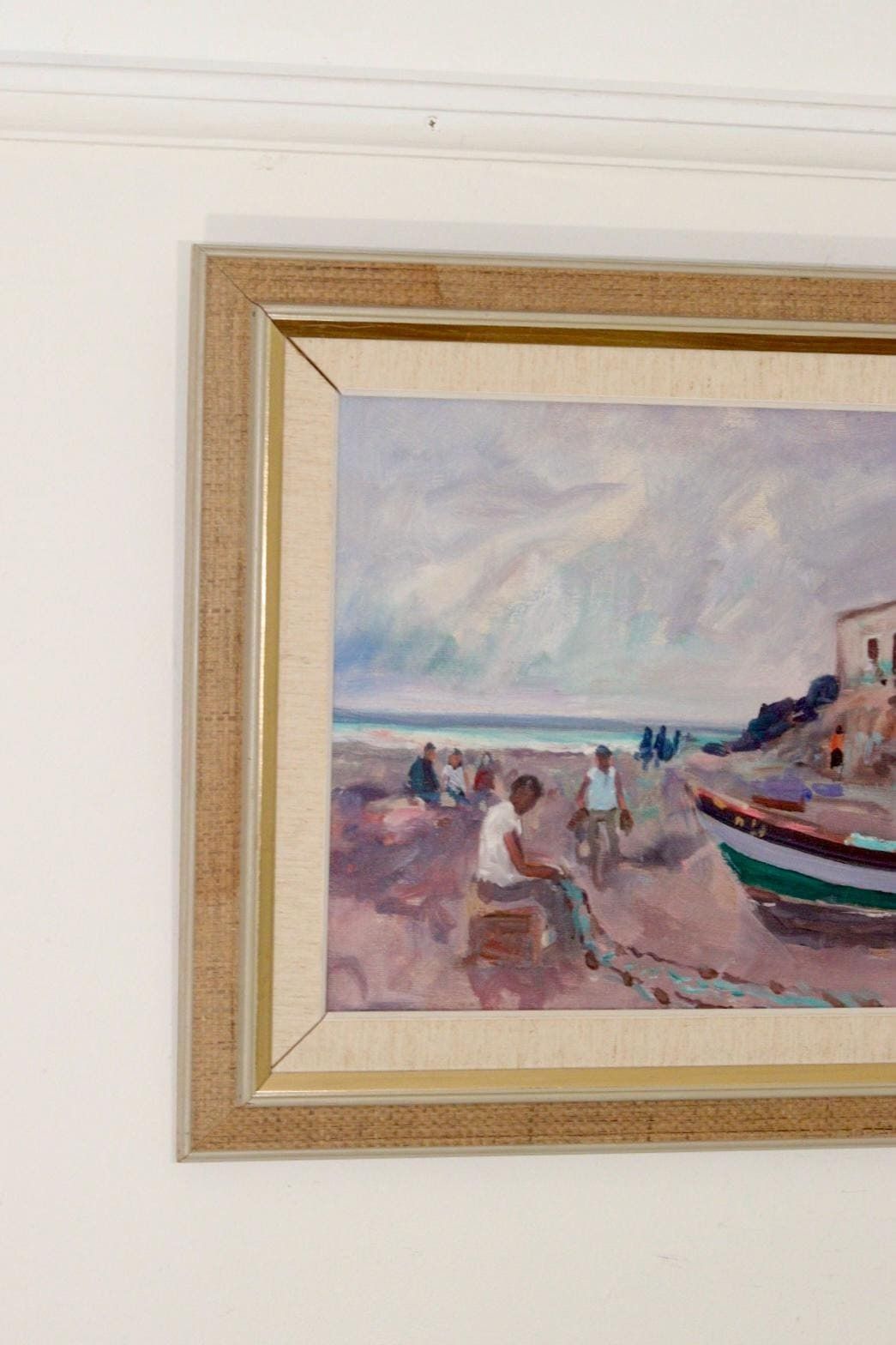 Mid Century Original Swedish Oil On Canvas "Mediterranean"   Vintage & Framed, 83 X 54 Cm / 32.7 X 21.3 In photo furniture