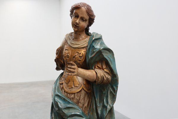 18th Century French Religious Statue Of The Virgin Mary On A Cloud photo for sale