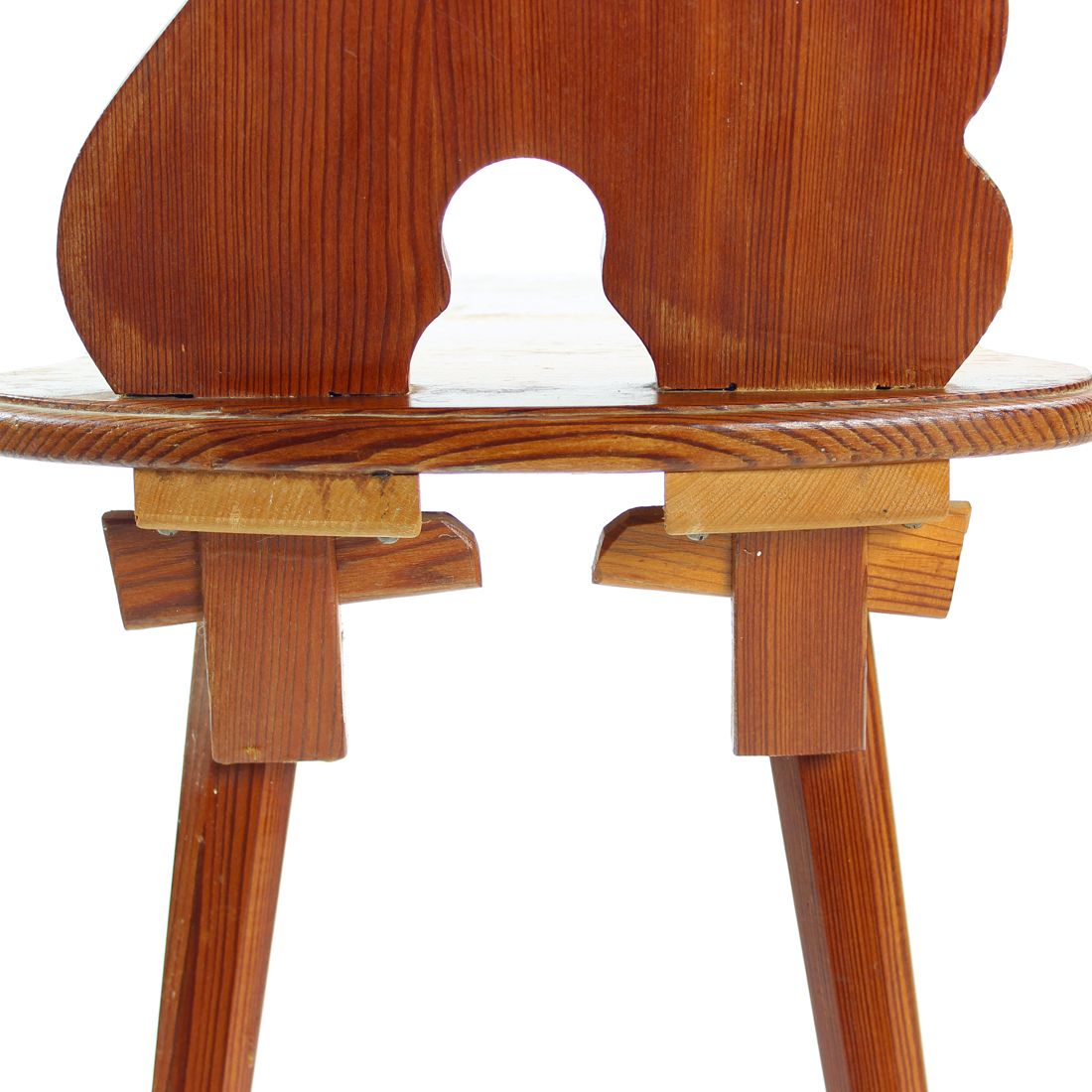 Folk Style Dining Chair In Wood, Czechoslovakia 1973 photo vintage